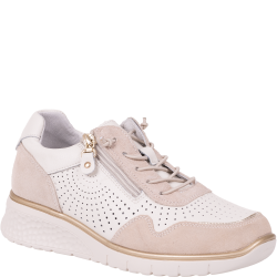 Półbuty Filippo DP7605/26 BE beżowe skórzane ażurowe sneakersy