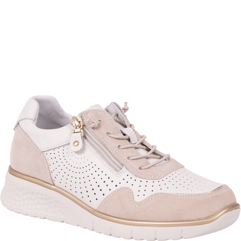 Półbuty Filippo DP7605/26 BE beżowe skórzane ażurowe sneakersy