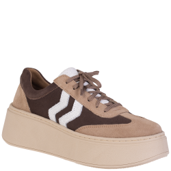 Sneakersy damskie BEST BUT 1659 czekolada skórzane platforma