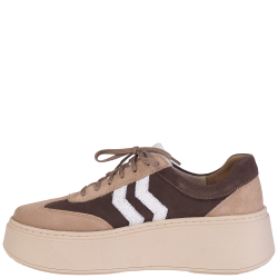 Sneakersy damskie BEST BUT 1659 czekolada skórzane platforma