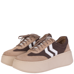 Sneakersy damskie BEST BUT 1659 czekolada skórzane platforma