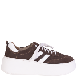Sneakersy damskie BEST BUT 1703 czekolada skórzane platforma