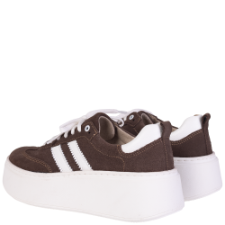 Sneakersy damskie BEST BUT 1703 czekolada skórzane platforma
