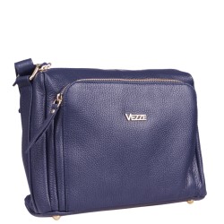 Skórzana torebka marki Vezze w kolorze granatowym  - elegancka i praktyczna torebka na co dzień