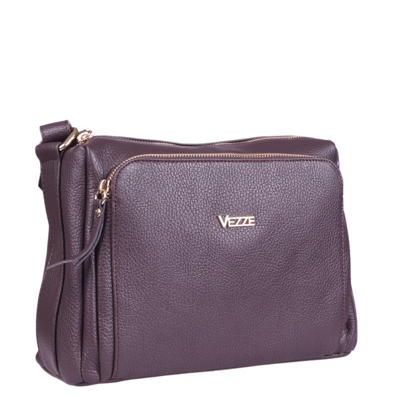 Skórzana torebka marki Vezze w kolorze brązowym - elegancka i praktyczna torebka na co dzień