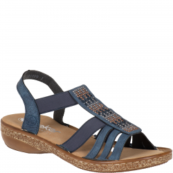 Rieker 628G7-14 Blue - sandały rzymianki na koturnie