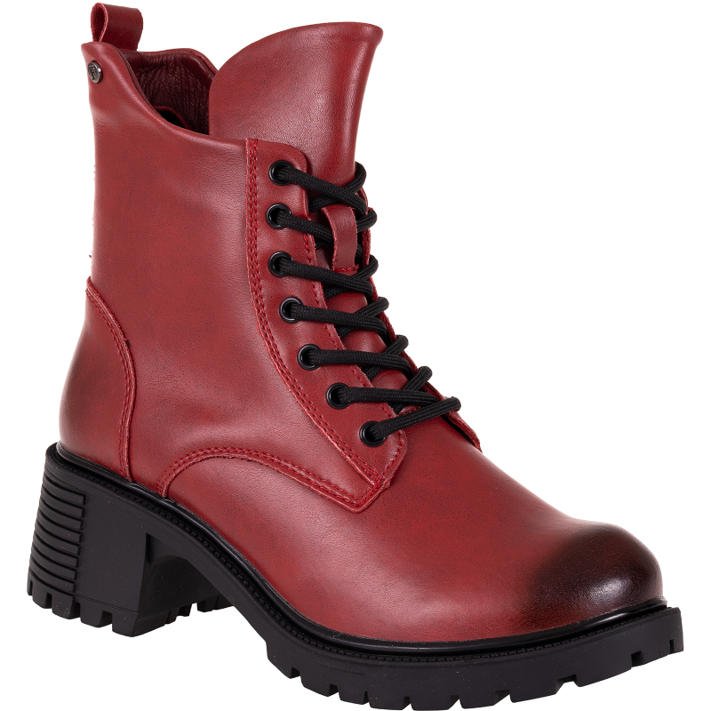 Botki damskie Filippo DBT6501/25 czerwone - skóra naturalna