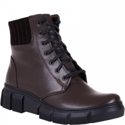 Trzewiki damskie Wielbut K-242 brązowe skórzane zimowe