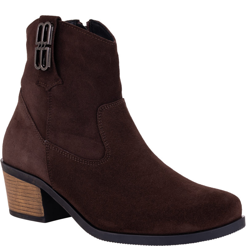 Kowbojki damskie Wielbut 122 czekoladowe zamszowe na obcasie