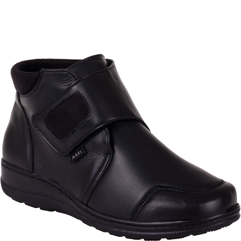 Komfortowe botki damskie skórzane na szerszą stopę Axel 1726 czarne