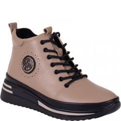 Trzewiki damskie FILIPPO DBT 4215/25 beżowe skórzane na koturnie