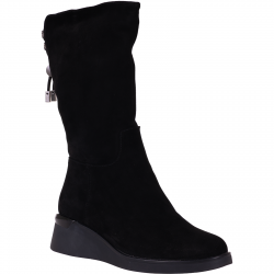 Kozaki damskie skórzane FILIPPO DBT 7210/25 czarne na koturnie