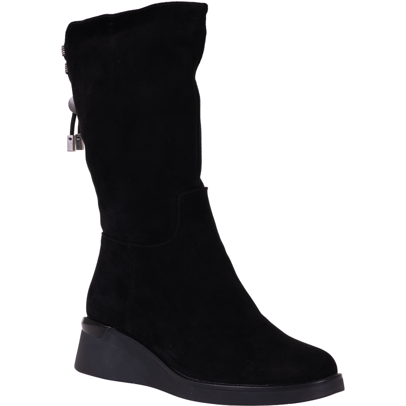 Kozaki damskie skórzane FILIPPO DBT 7210/25 czarne na koturnie