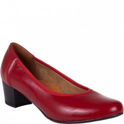 Czółenka damskie Wielbut 027 czerwone skórzane 4 cm