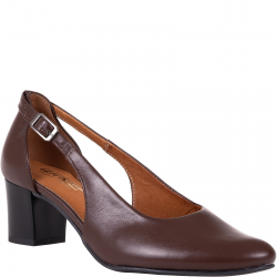Czółenka damskie Wielbut 555/G czekoladowe skórzane na słupku