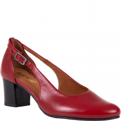 Czerwone czółenka damskie na słupku 5 cm Wielbut 555/G skóra