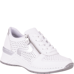 Sneakersy damskie Rieker N4340-80 białe skórzane koturn