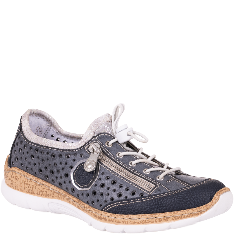 Półbuty damskie Rieker N42P6-14 granatowe wsuwane komfortowe