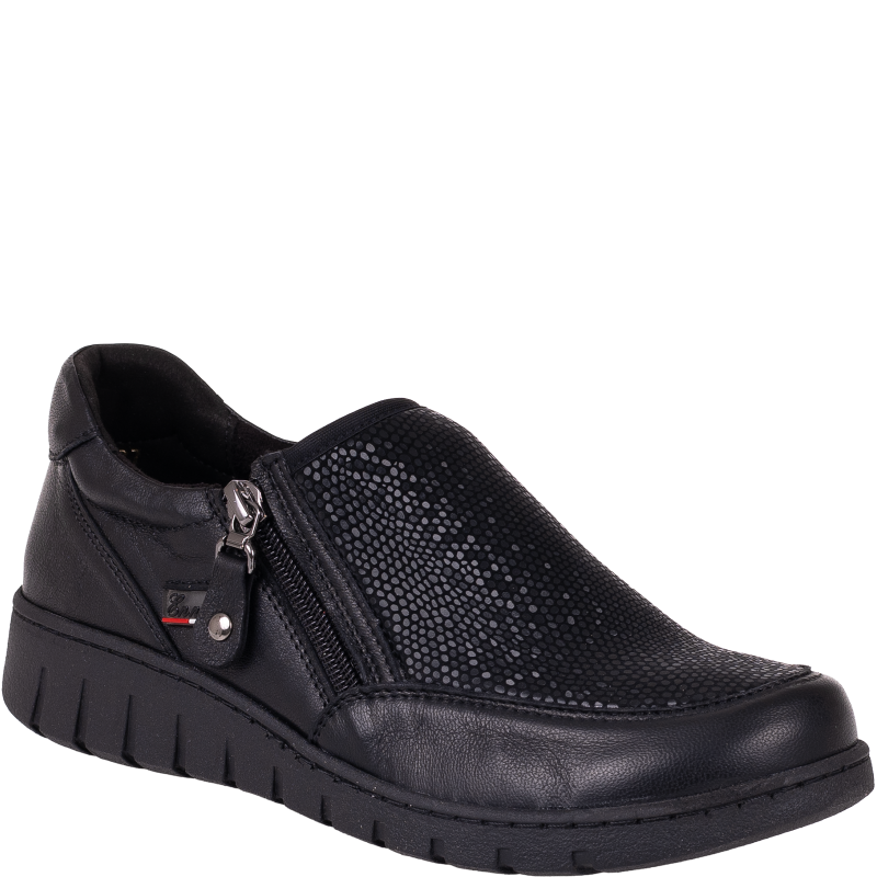 Półbuty damskie Enna 5020-01K-S czarne skórzane H komfort