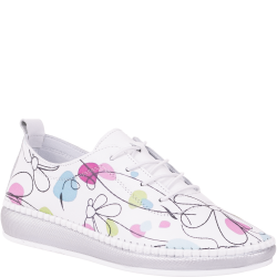 Półbuty damskie Rixa 58C3578 białe skórzane kwiatowe